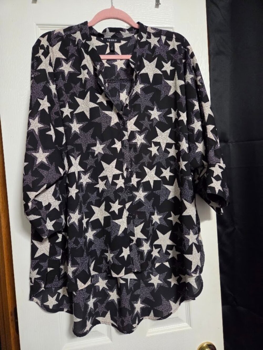 Torrid Star Print High Low Georgette Blouse 2X 18/20 NWOT